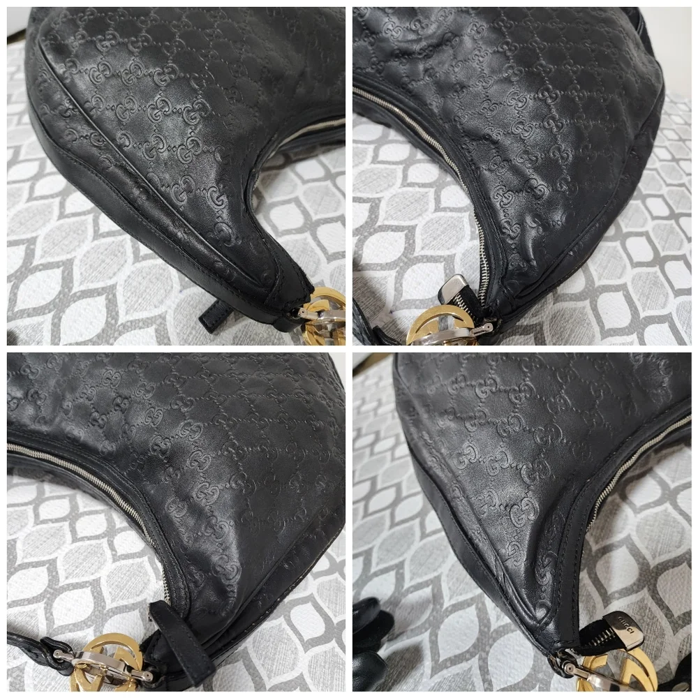 GUCCI Guccissima Leather Twins Large Hobo Bag Black
